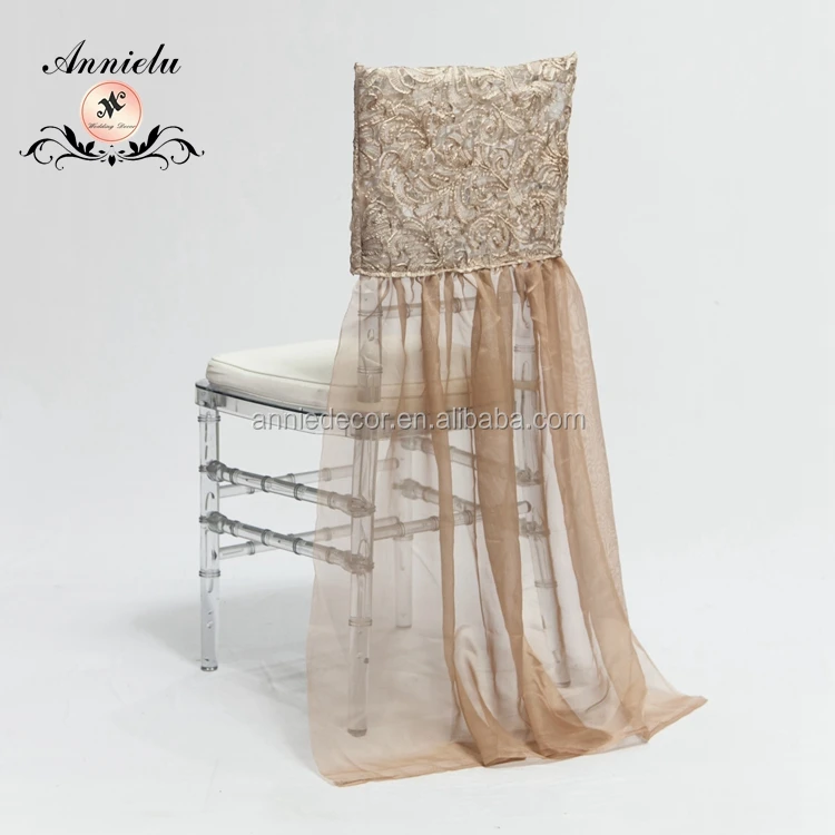 Wholesale fancy organza embroidery wedding chair cover