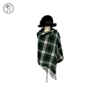 New Fashion Plaid Alpaca Merino Wool Tartan Shawl