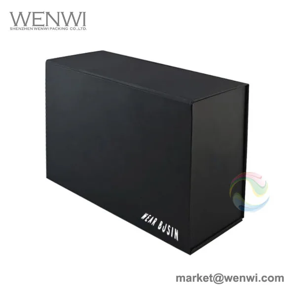 elegant rigid black custom logo folding cosmetic packaging boxes