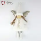 Hot item hanging small white angel christmas ornaments dolls with two long pigtail