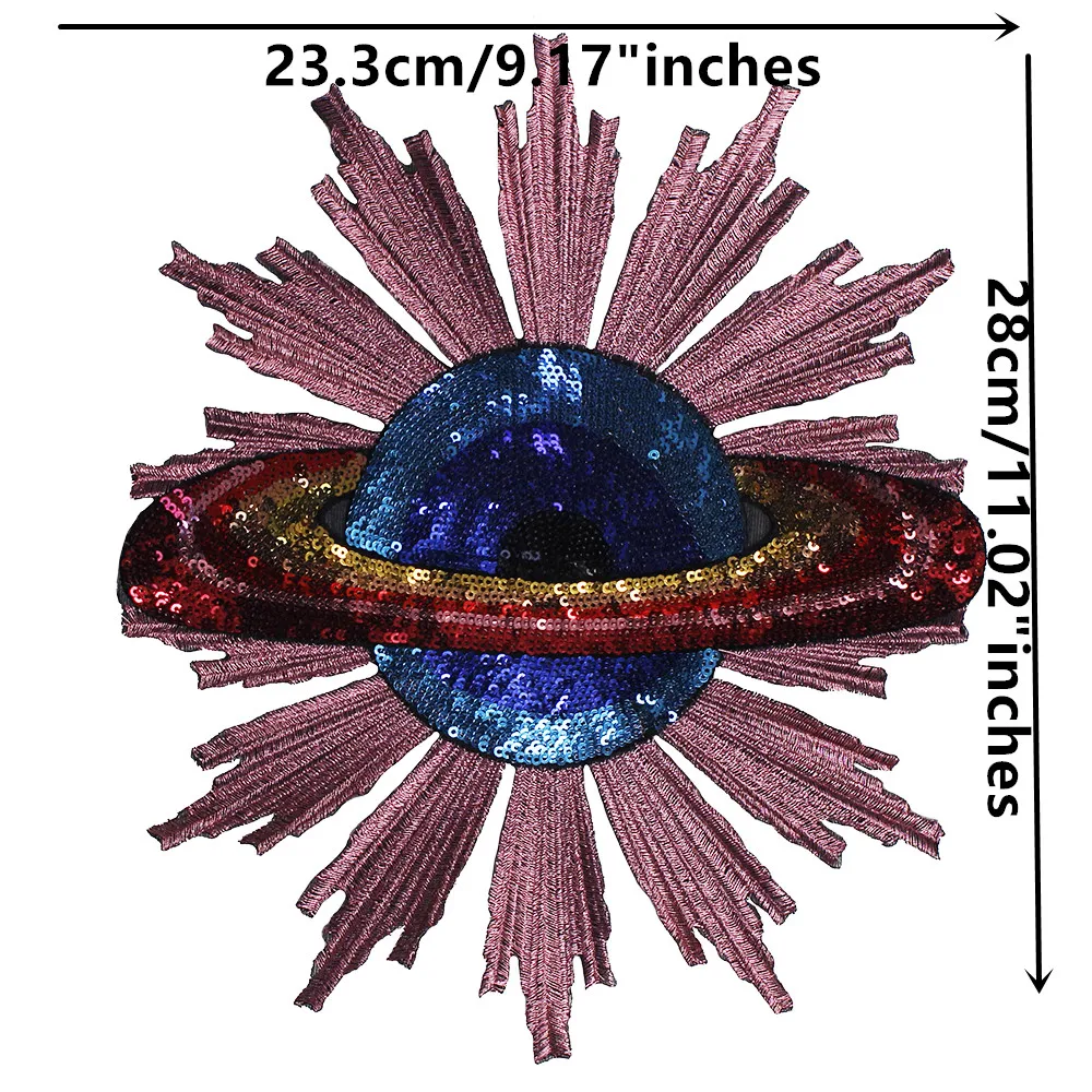 Fancy Large Iron On Applique Beaded Sequin Globe Embroidery Patches For Clothing