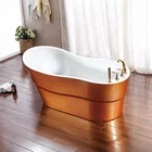 Gold color free standing big size soaking bathtub bath tub