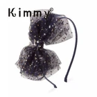 Girl Glitter Star Sheer Gauze Satin Ribbon Bow Headband Hair Accessories