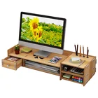 Wooden Riser Laptop Computer Monitor Stand with Storage Organizer