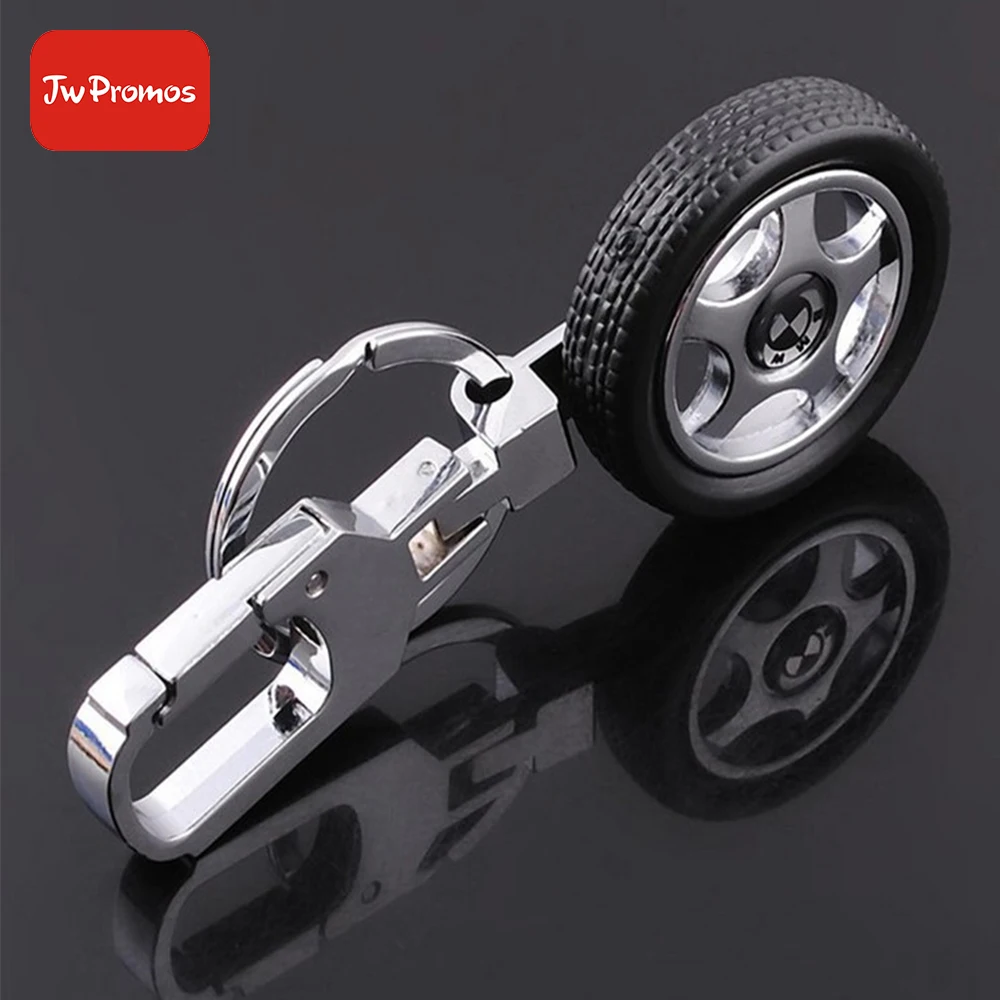 wholesale metal alloy automotive car wheel auto parts keychain