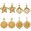 Wholesale trending hanging new model gold stud handmade wood bamboo woven rattan earring 2019 jewelry , drop earrings