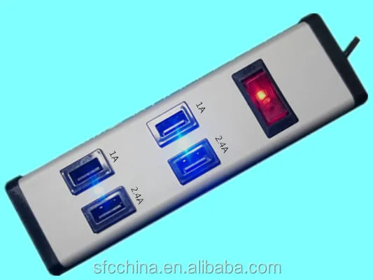 5V 2.4A and 1A USB 4-PORT CHARGING STATION FOR iPad mobile MP3