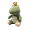 wholesale pink and green stuffed animal dinosaur plush toys wearing golden crown