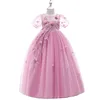 2019 new fashion 5 colors kids baby children party green navy Lovely flower applique princess Girls puffy dresses