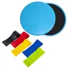 Dual Sided Gliding Discs Core Sliders and Exercise Resistance Loop Bands, Abdominal & Total Body Workout Equipment for Home