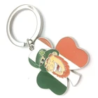 Popular Custom Irish Lucky Keychain Wholesale Metal Ireland Flag Color Shamrock Keyrings