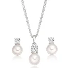 freshwater pearl necklace set 925 sterling silver mounting jewelry simple zircon designs pearl jewellery for girl