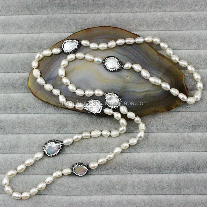 CH-JBN0129 handmade hematite bead necklace with pendants,fashion frewather pearl pendant necklace,wholesale necklace jewelry