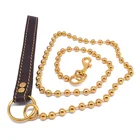 Wholesale Gold Plated Bead Chain Leather Pet Dog Harness and Leash