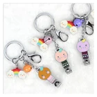 New Design Acrylic Metal Keychain Custom Logo Multi-functional Folding Nail Clipper Key Ring