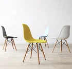 Plastic home living room restaurant silla solid wood leg dining chair