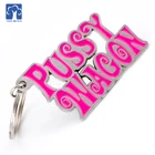 Pink Alphabet shaped metal keychain and Custom shaped metal key chain