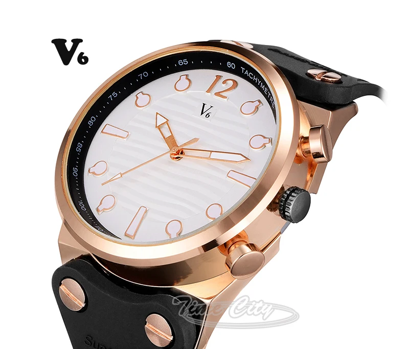 Black Silicone Strap 2015 Sports Men's Quartz Watch Unique Design Famous Brand V6 Hours Casual Fashion Hot Gift Wrist watches