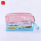 Most popular top zipper colored vinyl clear cosmetic PVC pouch
