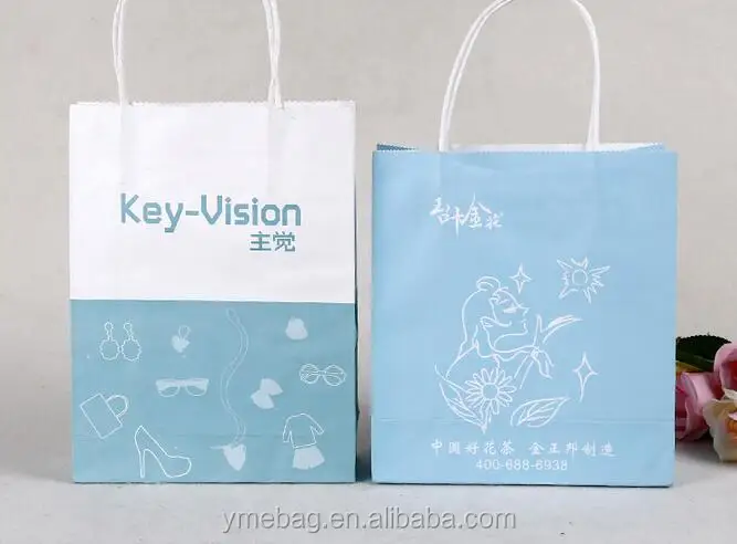 specially blue cheap small kraft gift bag with handles,paper
