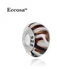 Alibaba Express Jewelry Beaded Wholesale 925 Sliver Large Hole Murano Lampwork Glass Bead Fit Curve Bracelet ETB144