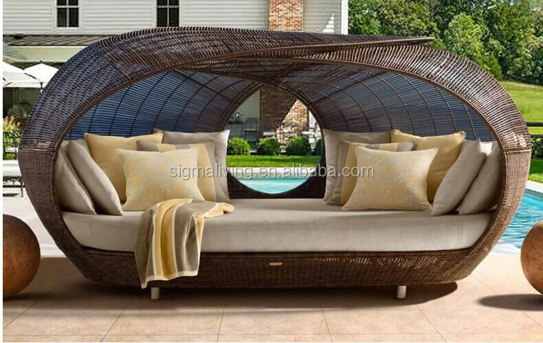 Sigma swimming pool furniture wicker bird nest round rattan outdoor bed