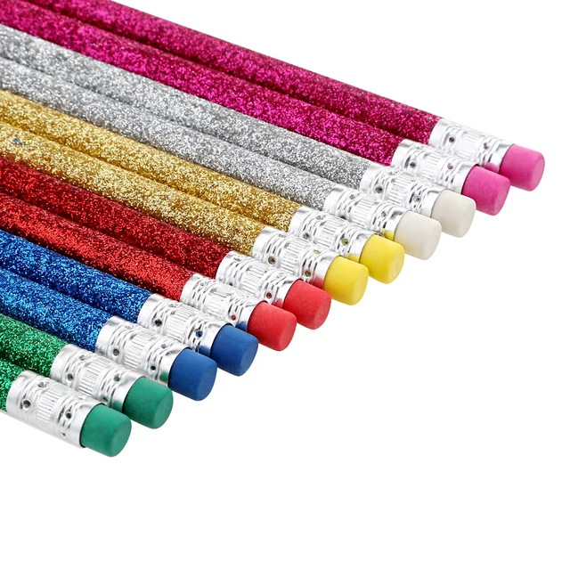 Super nice glitter HB pencil poplar wood round