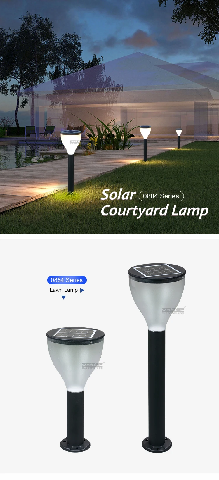 ALLTOP intergrated waterproof ip65 outdoor lighting all in one 3w solar led garden light price