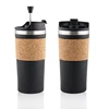 2019 New Arrive 12oz Stainless Steel Vacuum Trravel French Press Coffee Maker Coffee Mug With Cork Sleeve