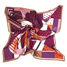New Design Vietnam Geometry Purple Imitated Square Silk Scarf 140 140cm