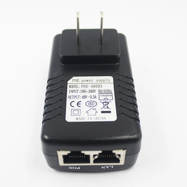 CCTV 48V 0.5A 100-240V Input POE Wall Plug Poe Injector Ethernet Adapter Ip  Camera POE Phone Power Supply US Plug Adapter