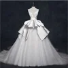 2018 White Satin Tulle Ball Gown Bridal Wedding Gowns V Neck Hepburn's Vintage Princess New Style Designer Wedding Dresses