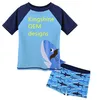 Infant Rash Guard 50+UV Short shark pattern printing two piece set sublimation printed swimwear