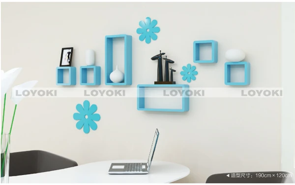 Wall decor display wood cube shelf acrylic tv riser acrylic tv holder