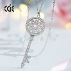 Cde Cubic Zirconia Jewelry Factory Wholesale 925 Sterling Silver Fashion Key Pendant Necklace