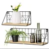 2 Set Floating Shelves Wall Mounted Rustic Metal Wire Storage Shelves for Picture Frames, Collectibles, Decorative Items, Great