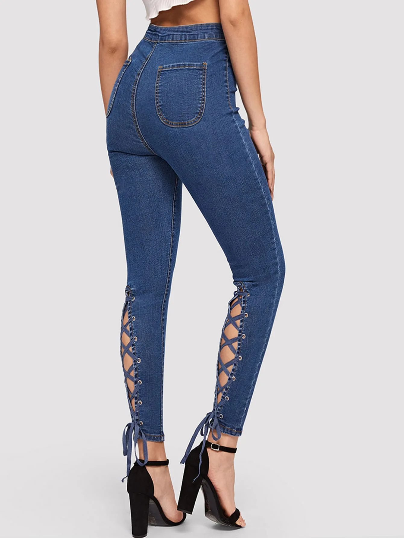 Pantalones Vaqueros De Cintura Alta Para Mujer Pantalón Ajustado De