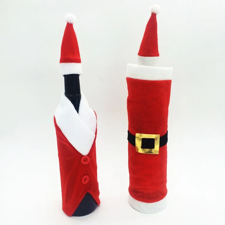 2PCS/set Santa wine bags Red Wine Bottle Cover Bags Christmas Dinner Table Decoration Home Party Decors B378