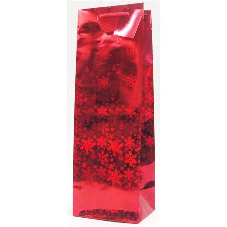 Recycled Personalized Design Glittering Paper Wine Bag With Custom Logo, Wine Packing Paper Bag