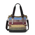2019 Fashion Custom logo Contrast Color Combination Bag Women Canvas shoulder eco Handbag For Travel
