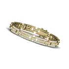 Factory Direct Sale Copper Yellow Gold Plated Round Cubic Zirconia Created Diamond Women Wedding Bracelet