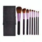 Portable travel 8 pcs brush make up set with synthetic hair and goat hair