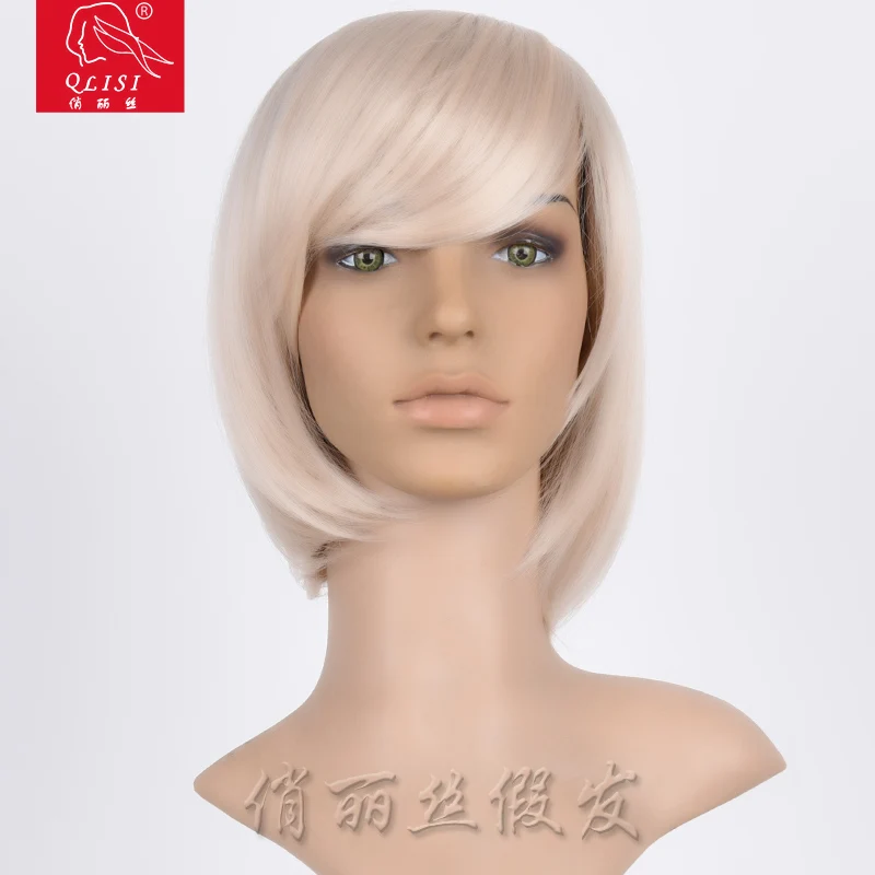 Wholesale Blonde Color Short Hair Middle Part Cosplay Wig For