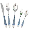 Stainless Steel Diy Spoon And Fork Sets With flower pattern Handle