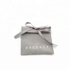 Custom printed envelope suede jewelry pouches with ribbon