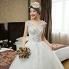 A Line White And Red Lace Bridal Gown Rhinestone Wedding Dress Plus Size
