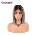 New Arrival Brazilian Hair Weave 4*4 Short Bob Style 1B Silver Grey Ombre Hair Lace Wig