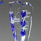 New Promotional Cheap Corporate Gift With Custom Logo Printed Glass Crystal Trophy