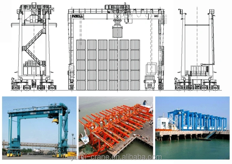 Lifting T Rtg Rubber Tyre Port Duty Cranes Staddle Carrier Container