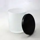 500ml frosted glass candle holder candle tumbler jar with black metal lid